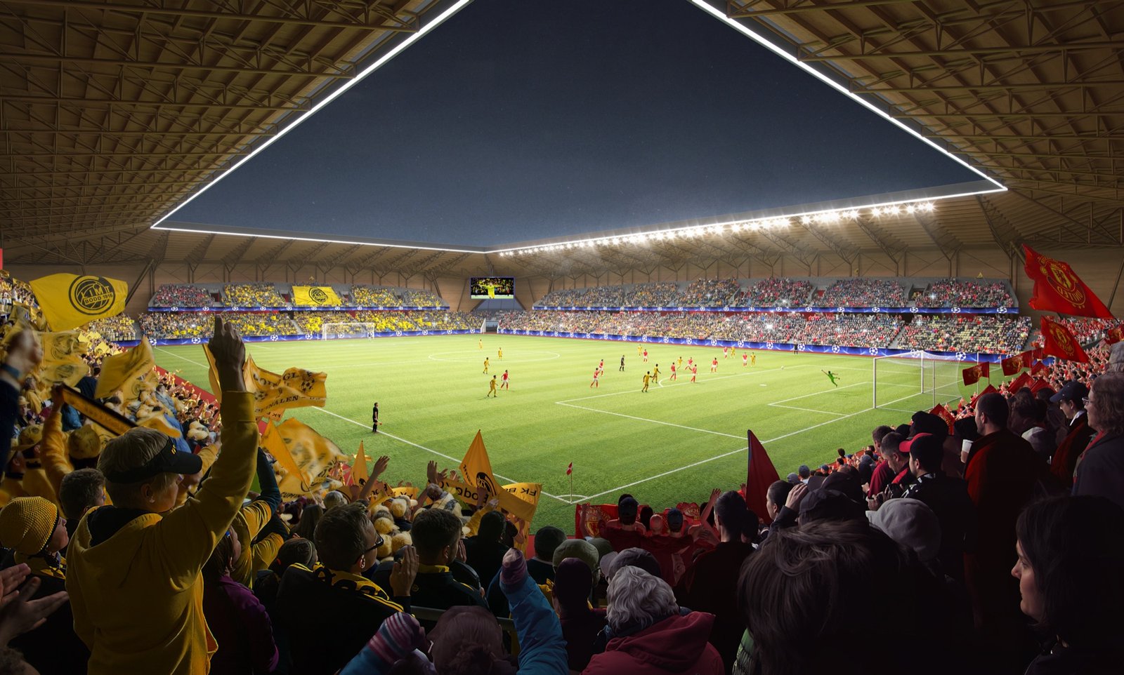 Illustrasjon av tribunene i Arctic Arena under en kamp